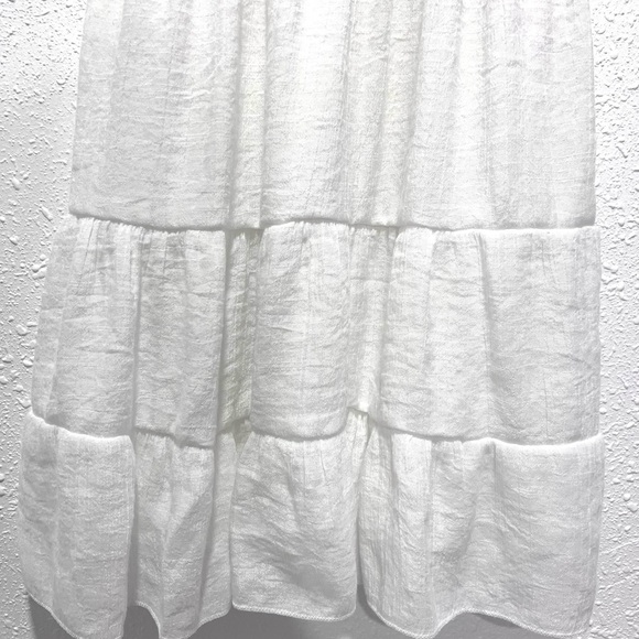 White Puff Sleeve V-Neck Mini Dress Medium - Picture 12 of 15